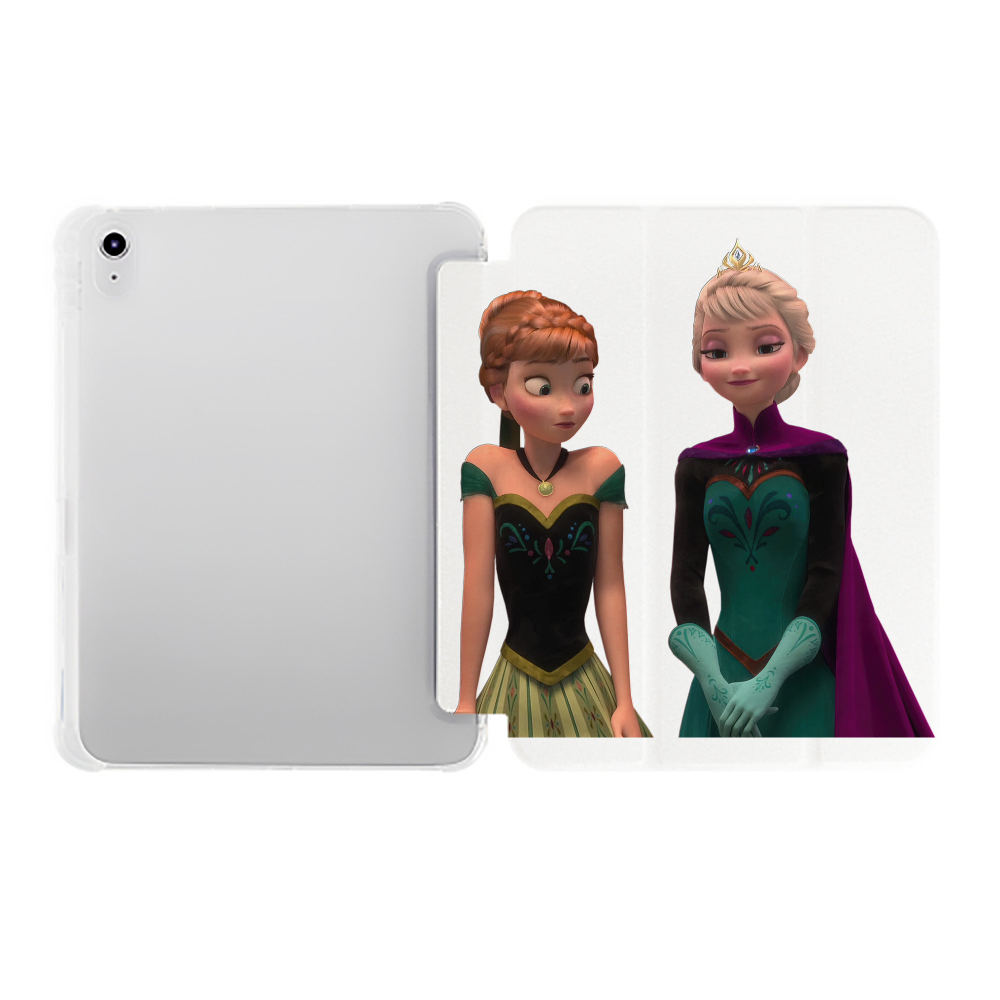 （画像用） アナと雪の女王 アンナ エルサ Frozen Anna Elsa IPad ケース ペン収納付き 三つ折りスタンド PUレザー×シリコン 対応機種9.5/10.5/10.9インチ